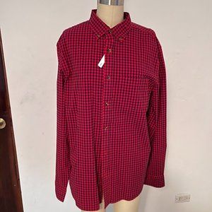 Old Navy Long Sleeve Men's Shirt Red and Blue Plaid Size L